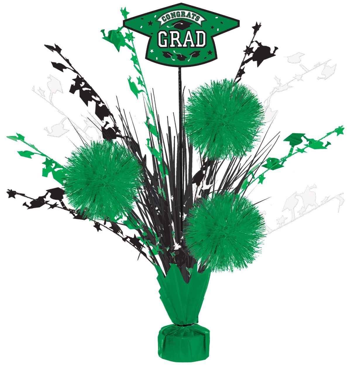 Grad Tinsel Burst Centerpiece - Green
