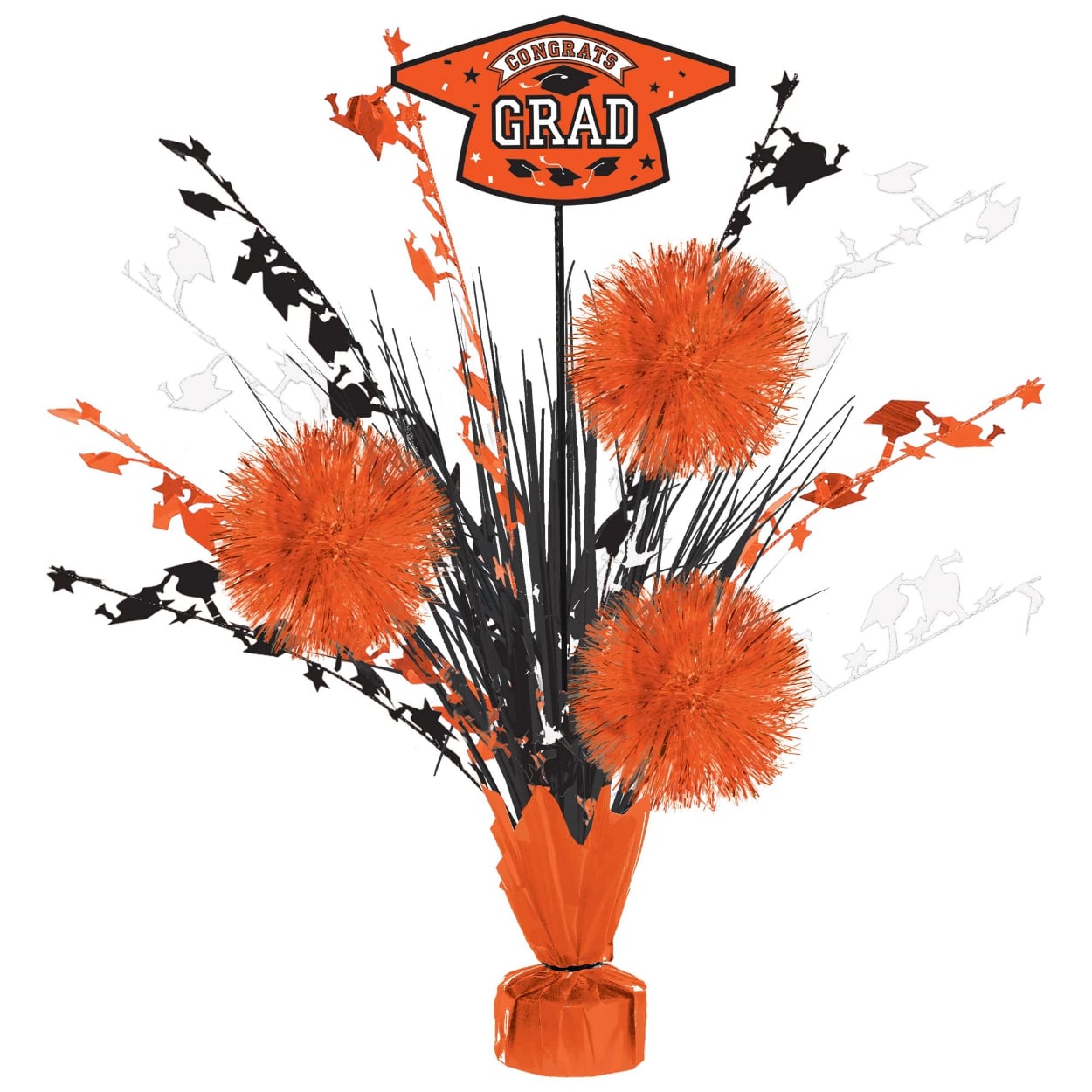 111152_05.jpg Grad Tinsel Burst Centerpiece - Orange - Image 1