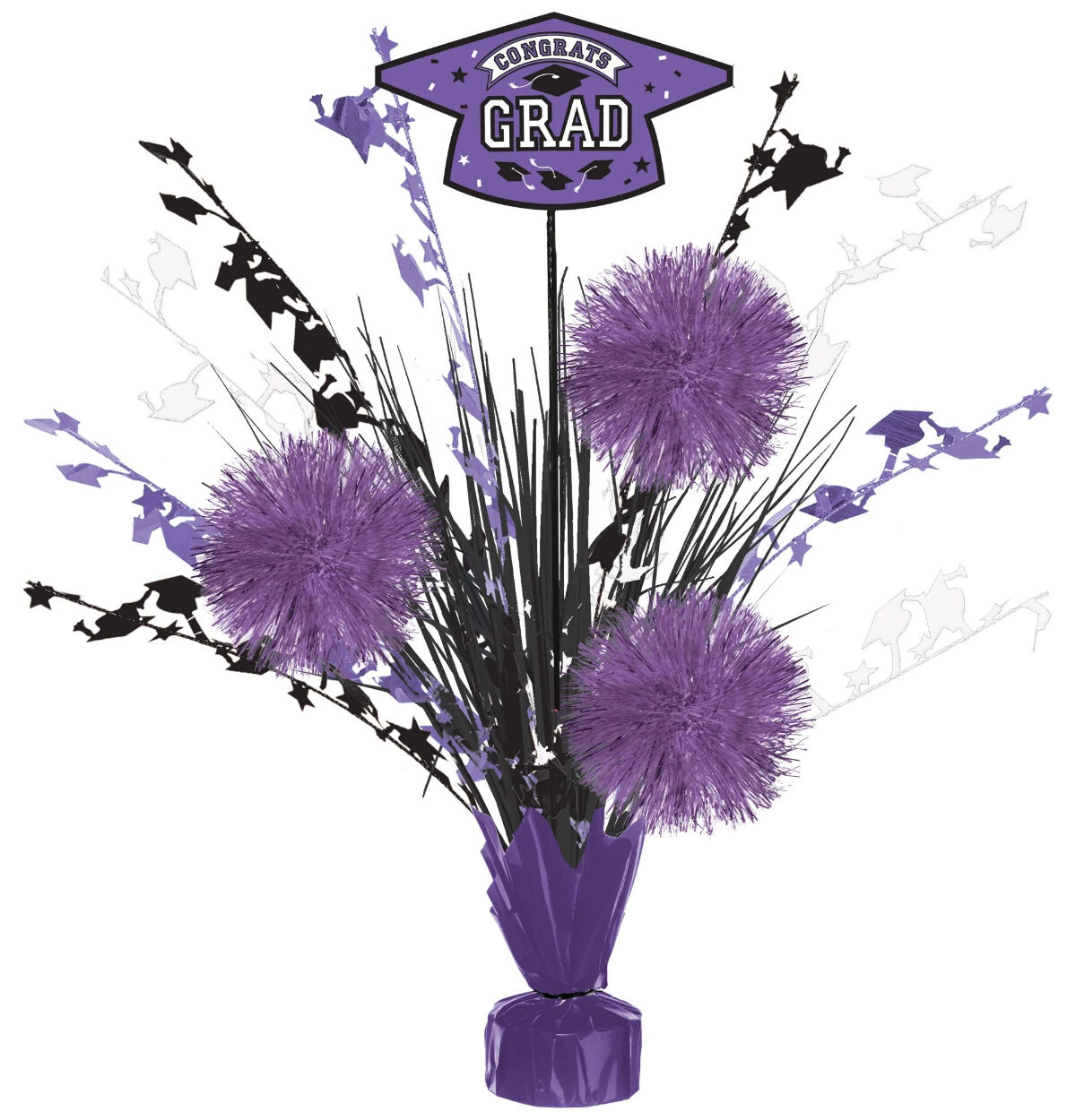 Grad Tinsel Burst Centerpiece - Purple
