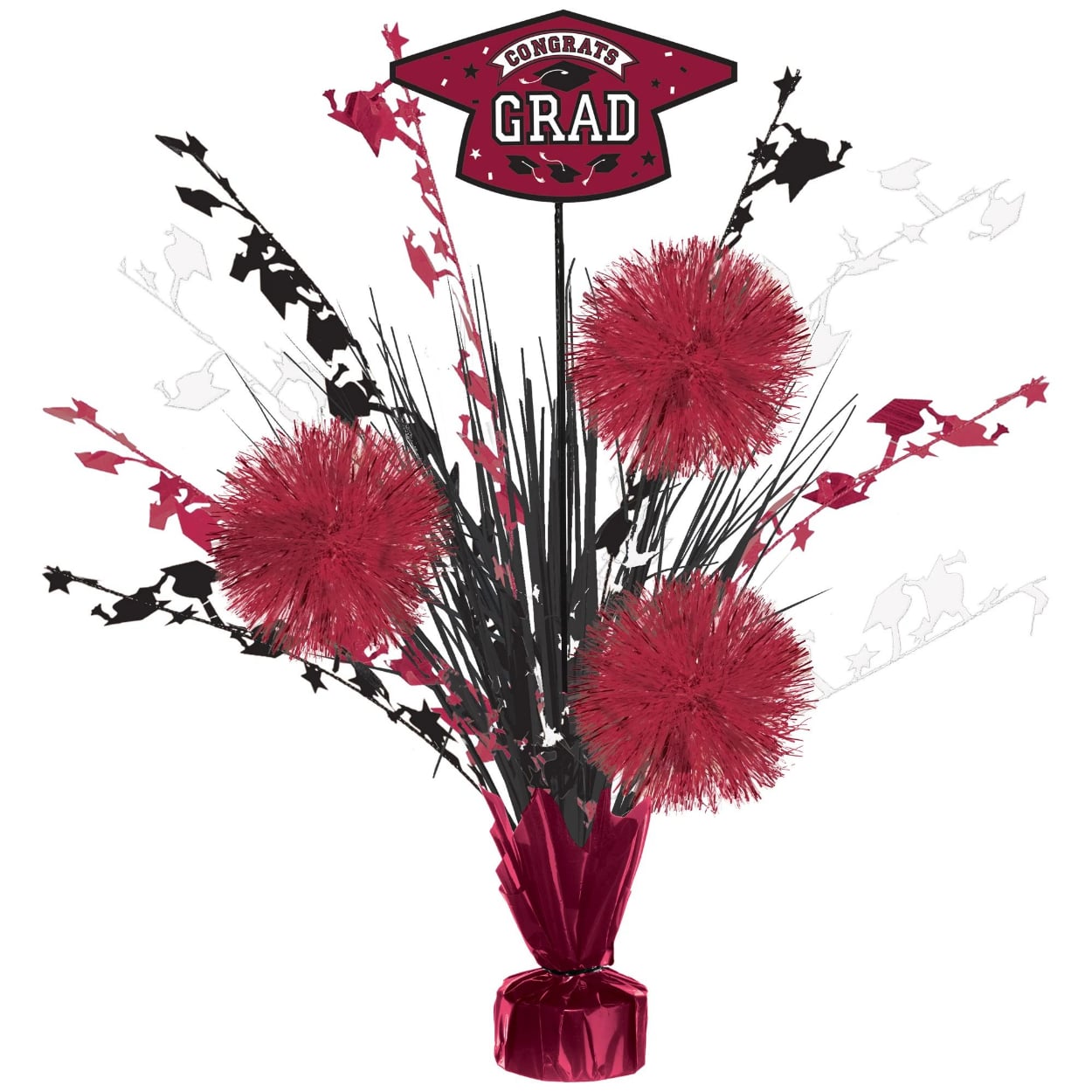 111152_27.jpg Grad Tinsel Burst Centerpiece - Maroon - Image 1