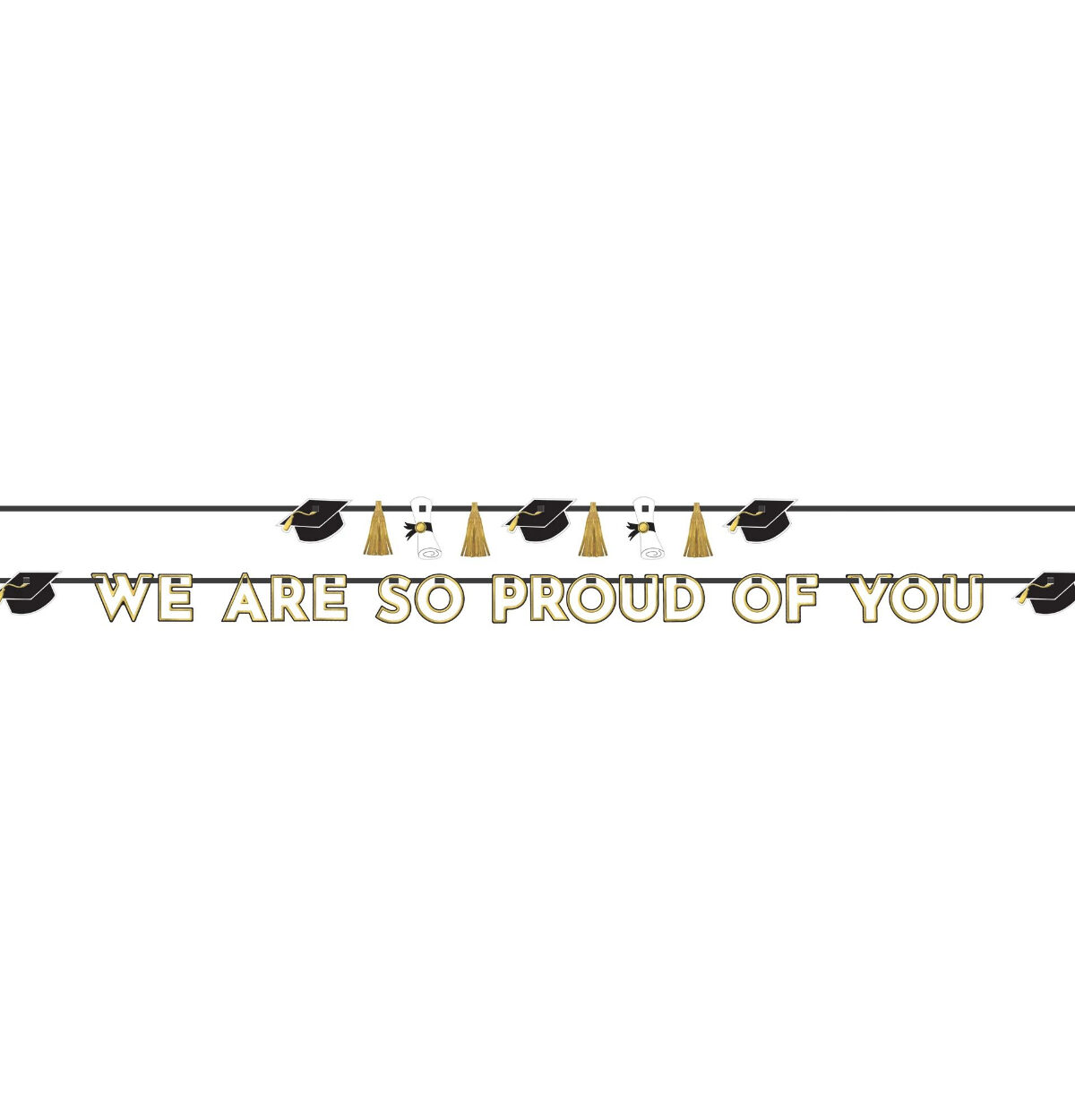 We Are So Proud Of You Letter Banner Kit - Black, Silver, Gold