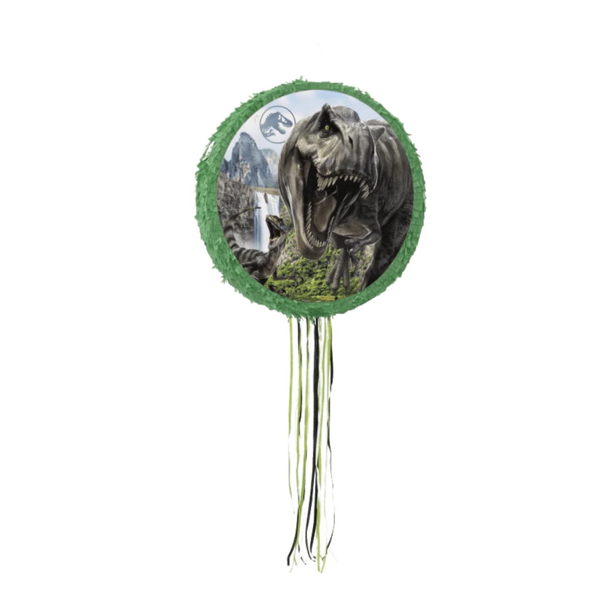 15449_BLA_787dac4e-6a55-4e0a-840b-623ba538d644.jpg Jurassic World 4 Shaped Drum Pull Pinata - Image 1