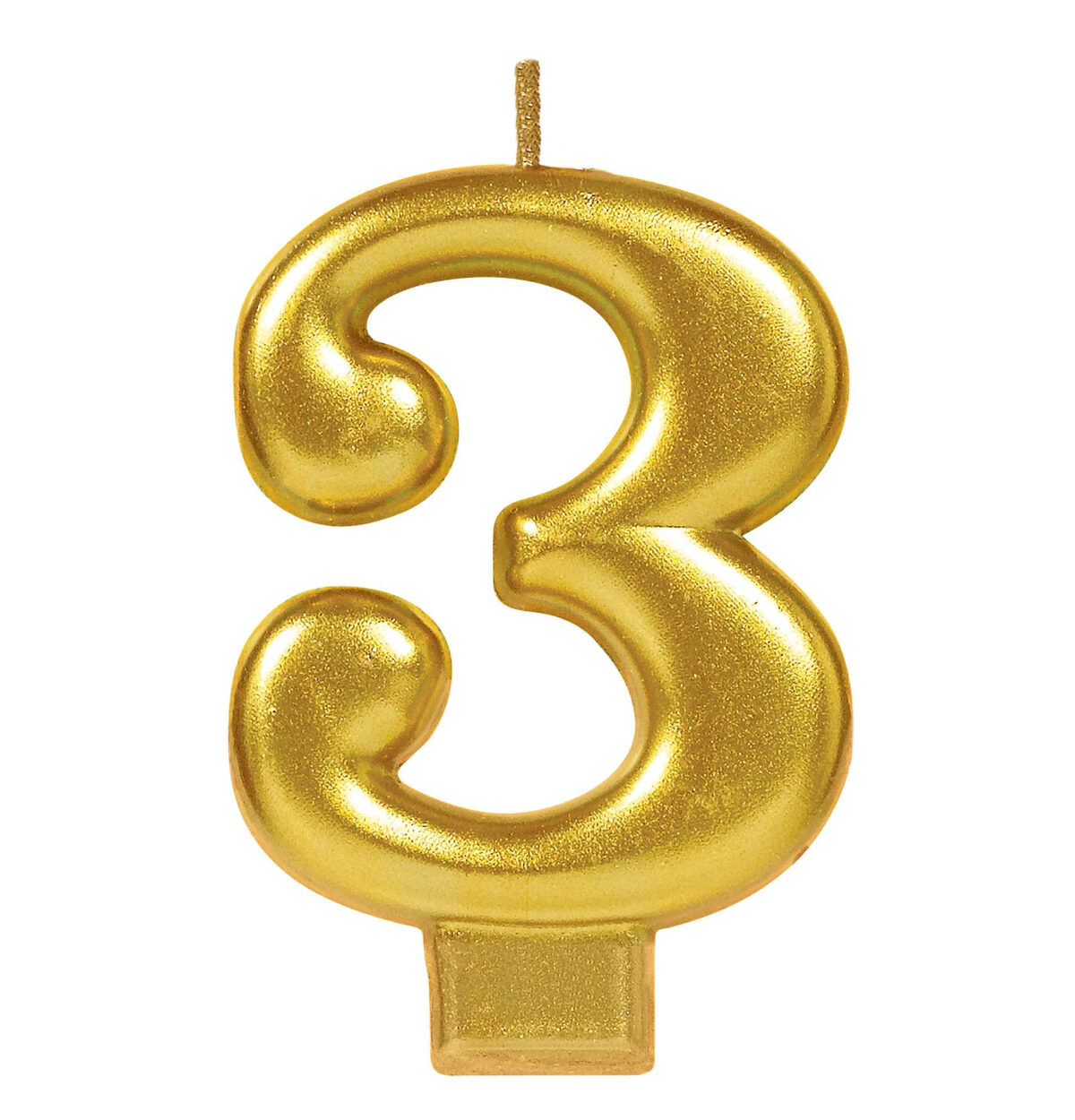 Metallic Gold Numeral 3 Candle