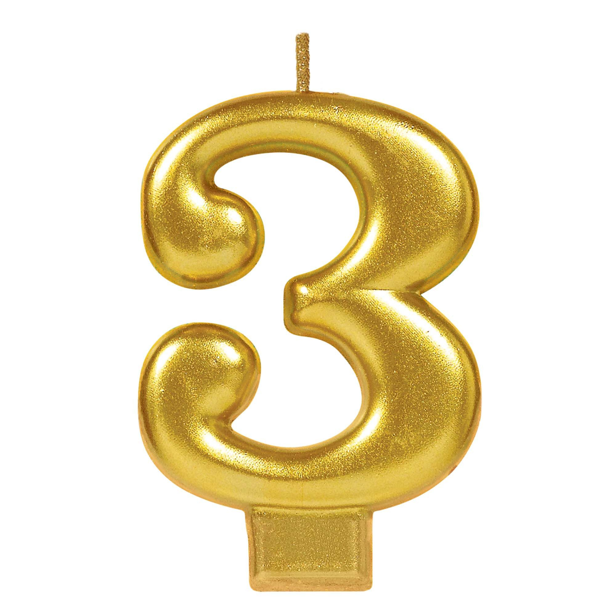 170419-1.jpg Metallic Gold Numeral 3 Candle - Image 1