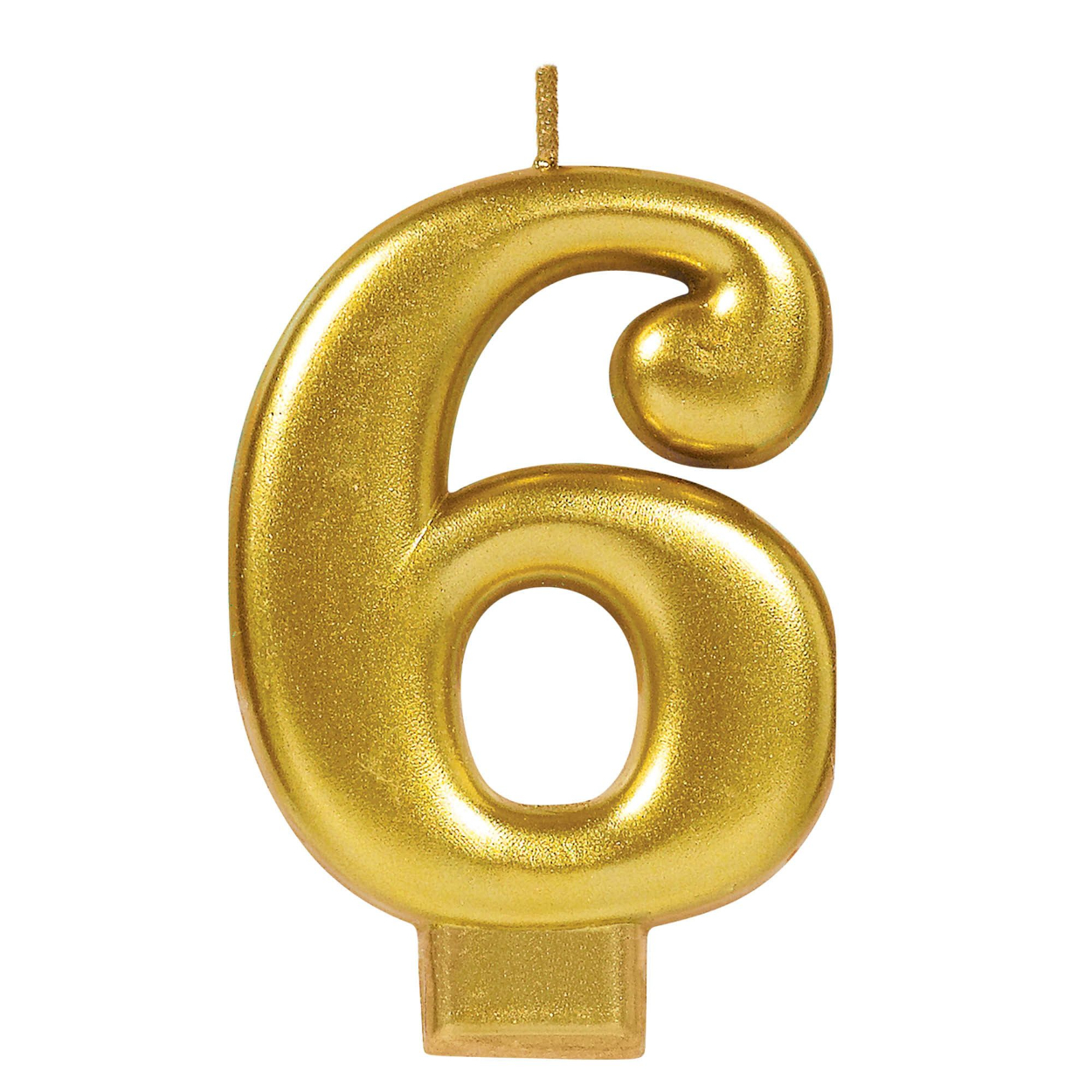 170422-1.jpg Numeral #6 Metallic Candle - Gold - Image 1