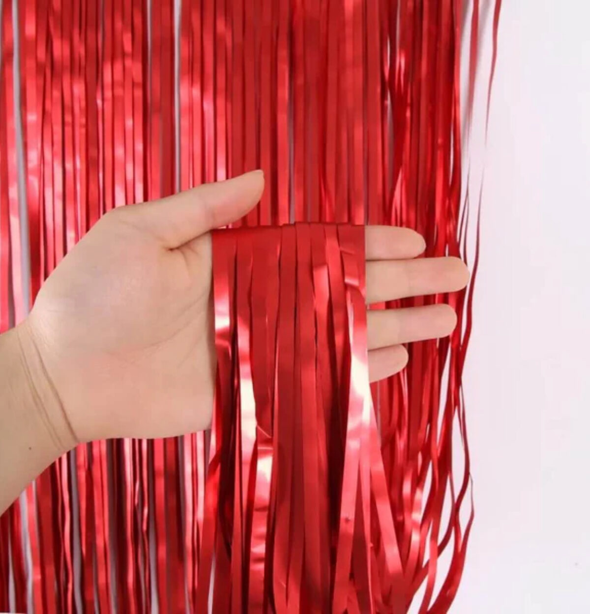 RED FOIL FRINGE DOOR CURTAIN