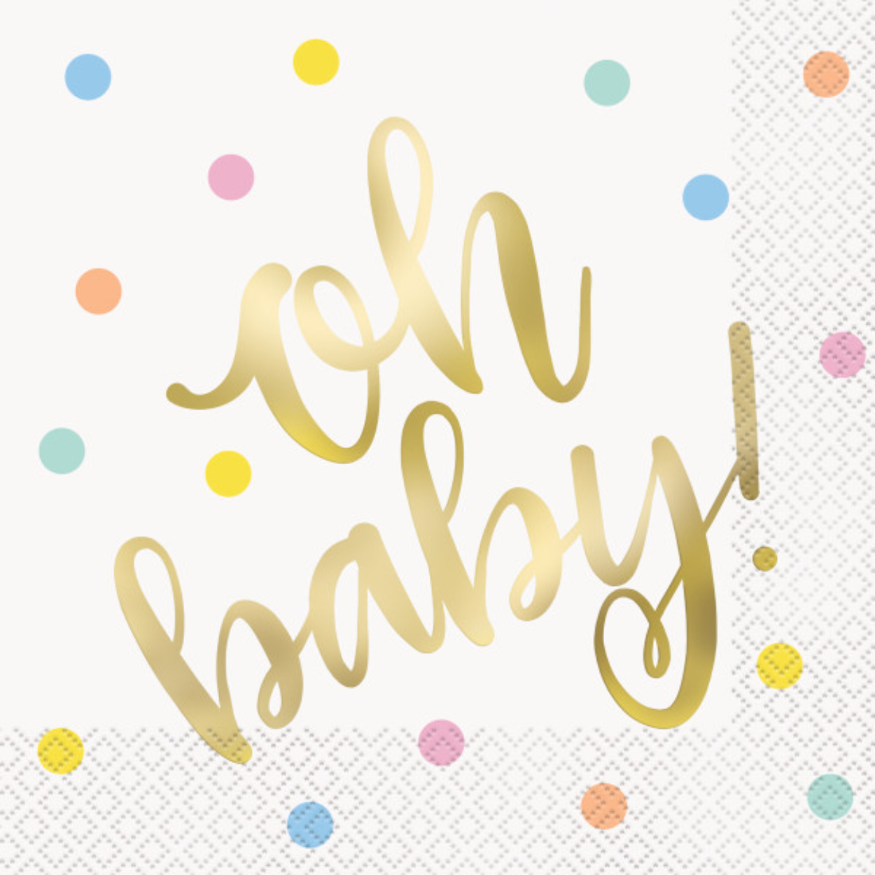 22Oh-Baby22-Gold-Baby-Shower-Luncheon-Napkins-16ct-Foil-Stamped-JD73402-16CT-3.jpg Oh Baby Gold Baby Shower Lunch Napkins 16ct. - Foil Stamped - Image 1