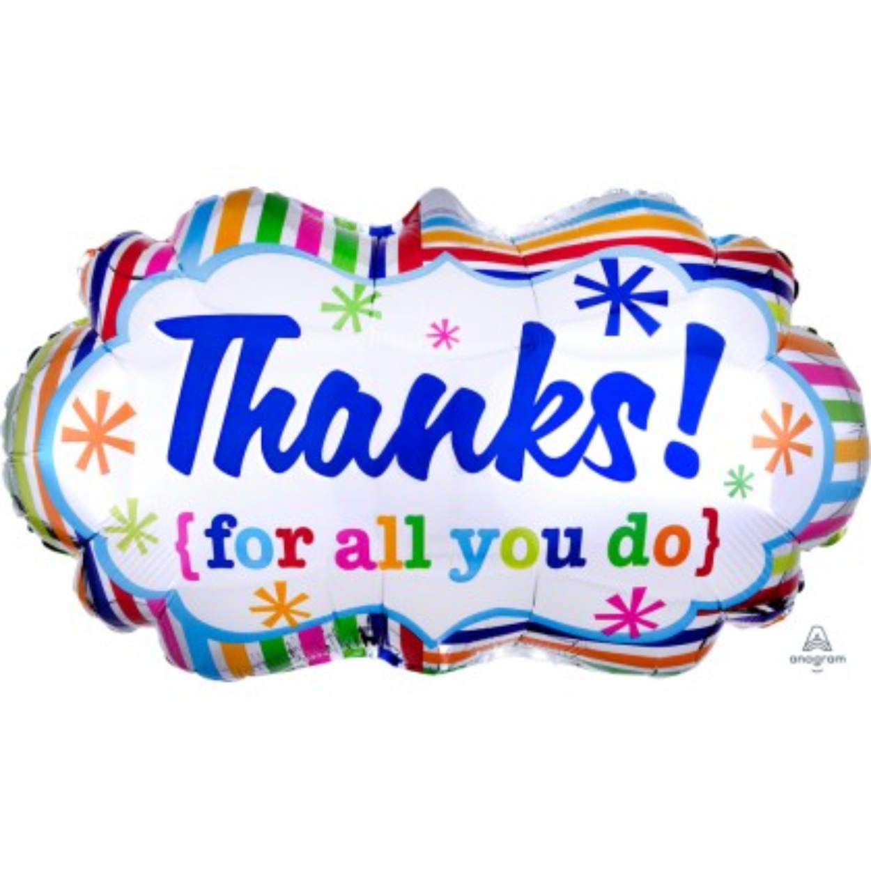 23808-striped-thanks-marquee-420x420-1.jpg 27" STRIPED THANKS MARQUEE SHAPE BALLOON #256 - Image 1
