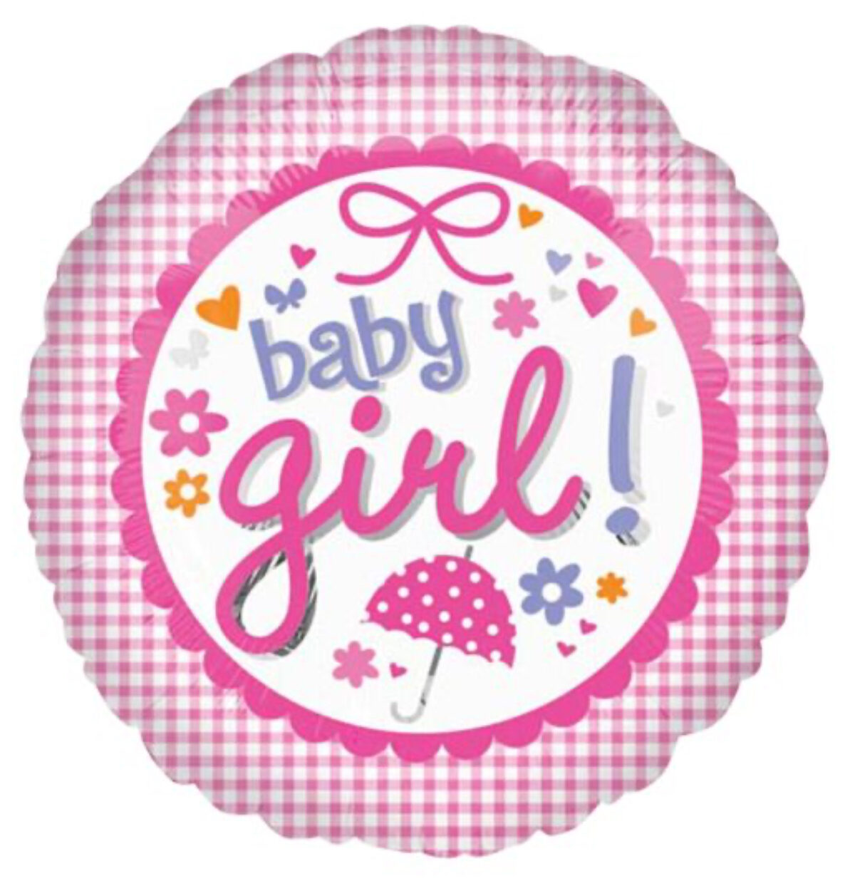 18" Baby Girl Gingham Balloon #148
