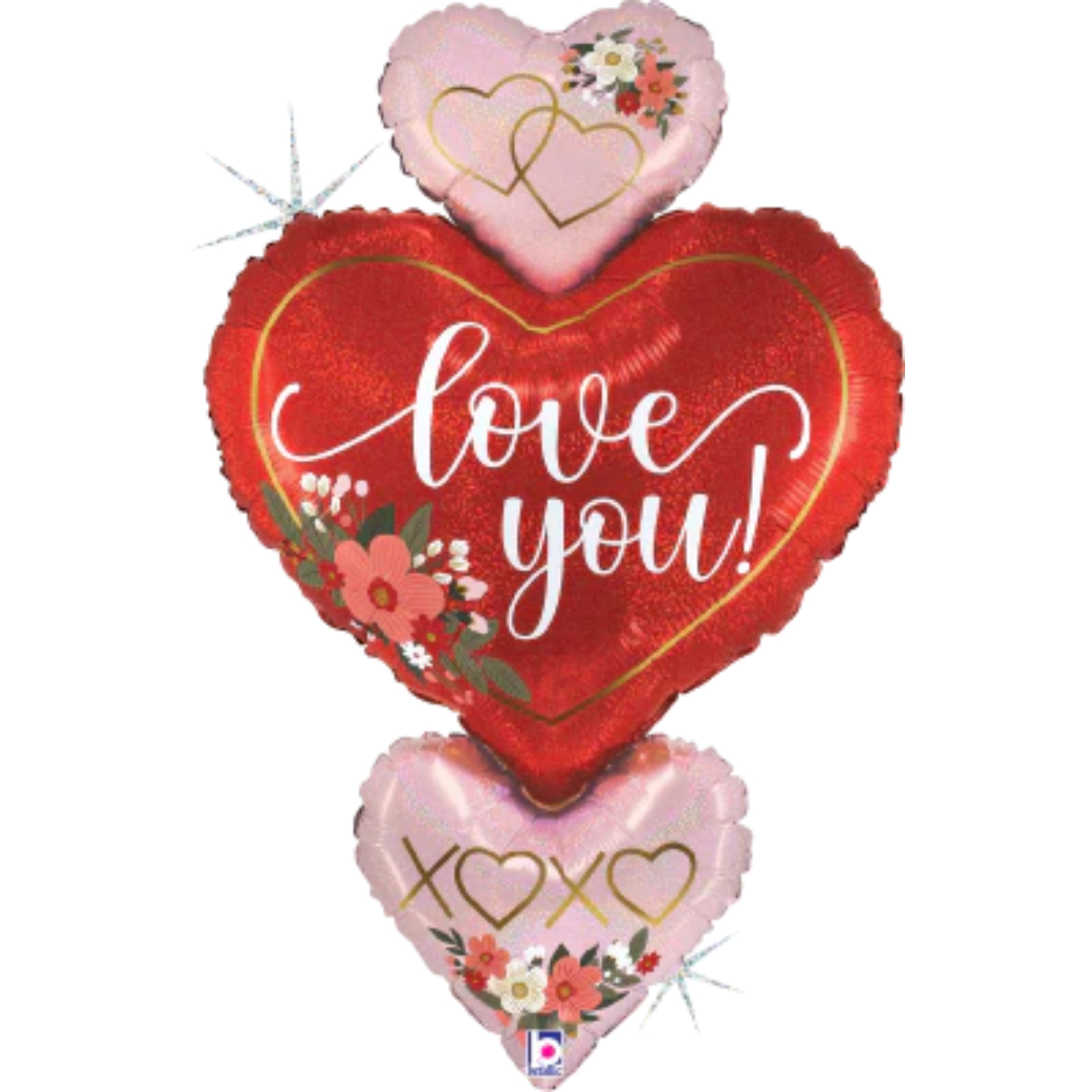 25238PBET-1.jpg 30" Floral Love Heart Trio Balloon #371 - Image 1