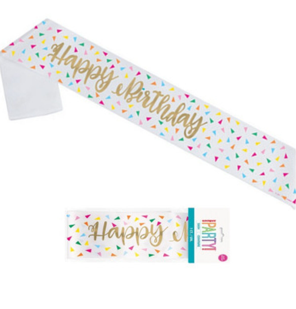 Bright Triangle "Happy Birthday" Sash