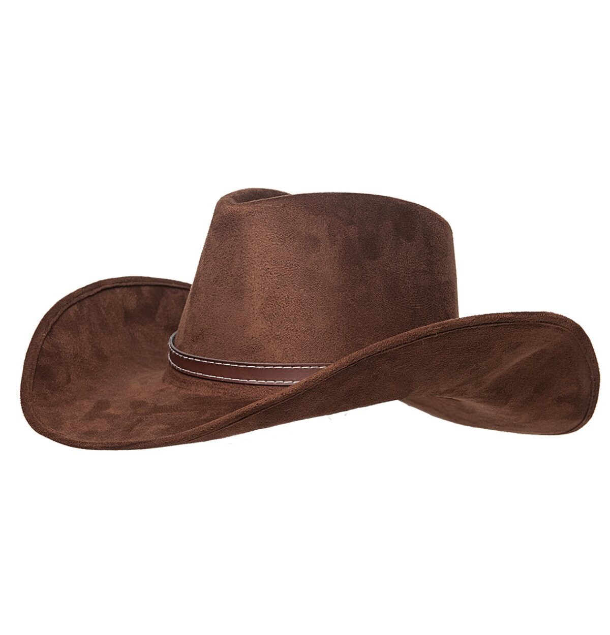 FAUX SUEDE BROWN COWBOY HAT