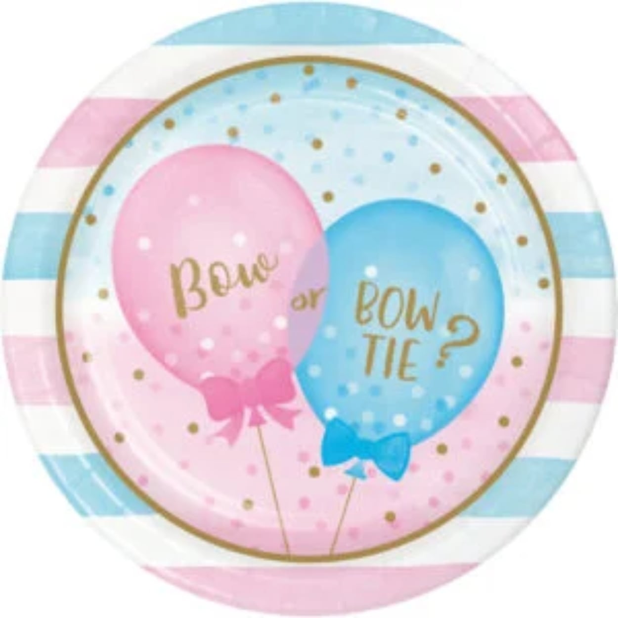 336064-300x300-1.jpg Bow or Bowtie Gender Reveal 9" Plates 8ct. - Image 1