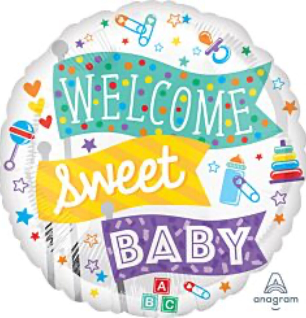 17" Welcome Sweet Baby Flags Balloon #98