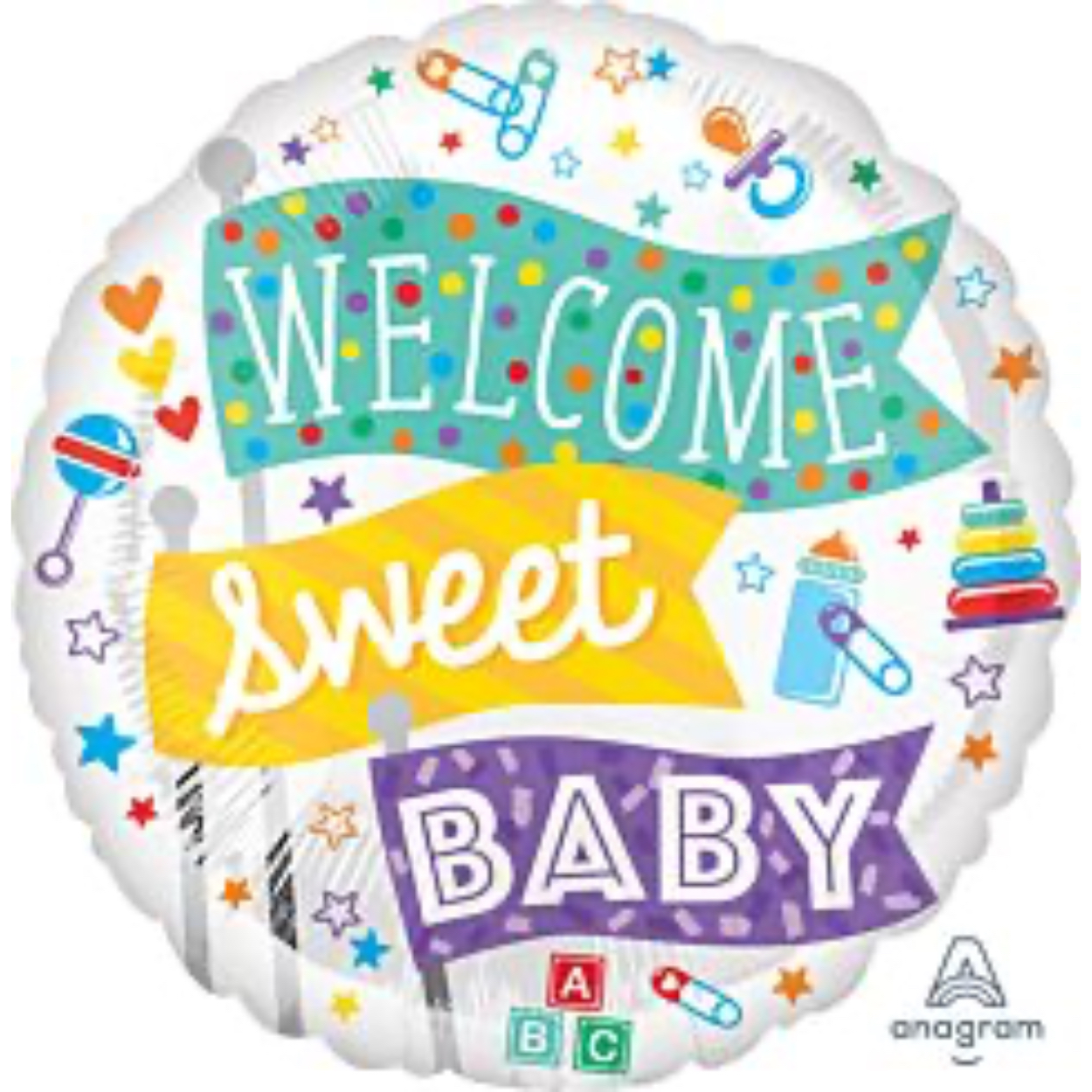 35597_5-2.jpg 17" Welcome Sweet Baby Flags Balloon #98 - Image 1