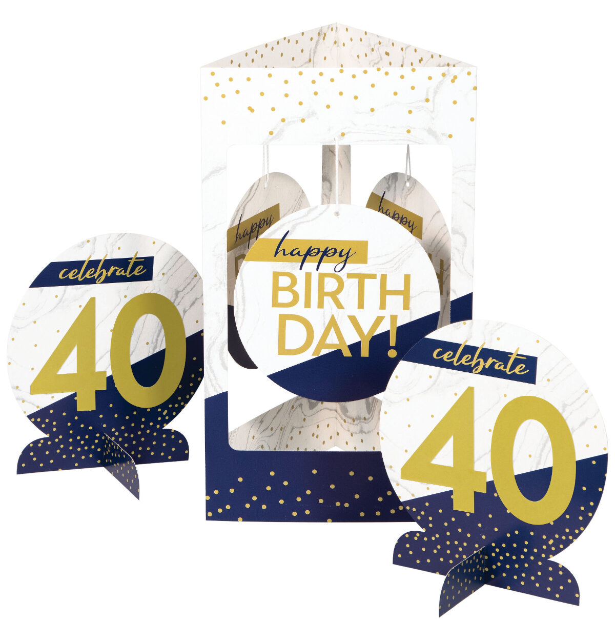 Navy & Gold Milestone Centerpiece Stand 3ct. w/stickers