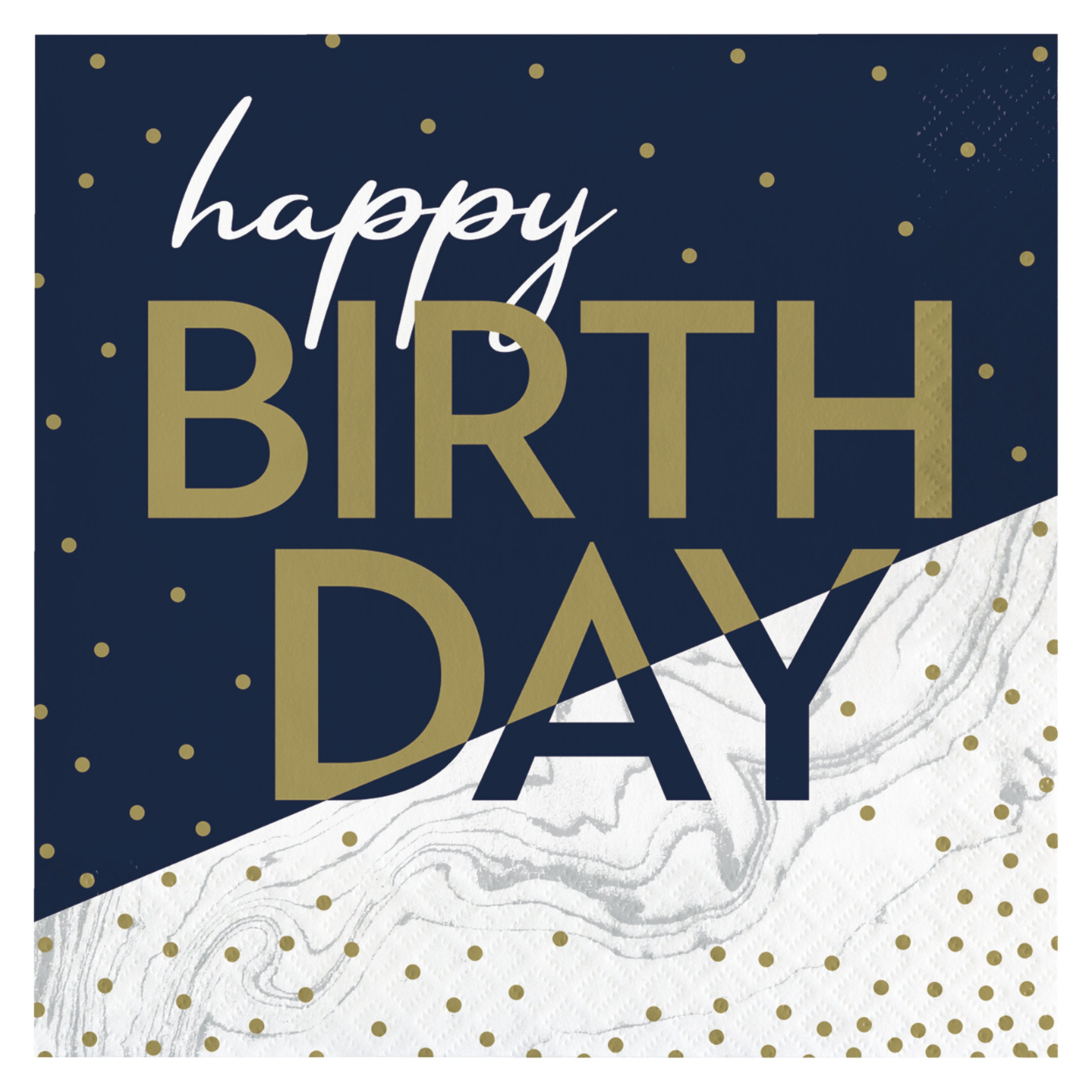 357603-1.jpg 70TH NAVY & GOLD MILESTONE LUNCH NAPKINS 16CT. - Image 1