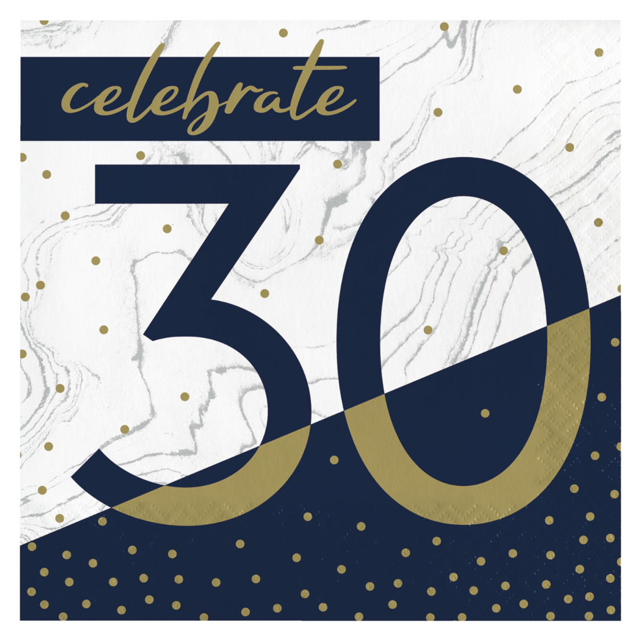 357606.jpg Navy & Gold Milestone 30th Lunch Napkins 16ct. - Image 1