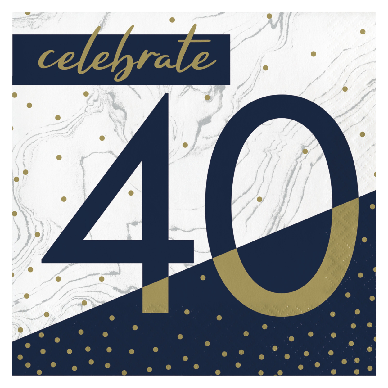 357607.jpg Navy & Gold Milestone 40th Lunch Napkins 16ct. - Image 1