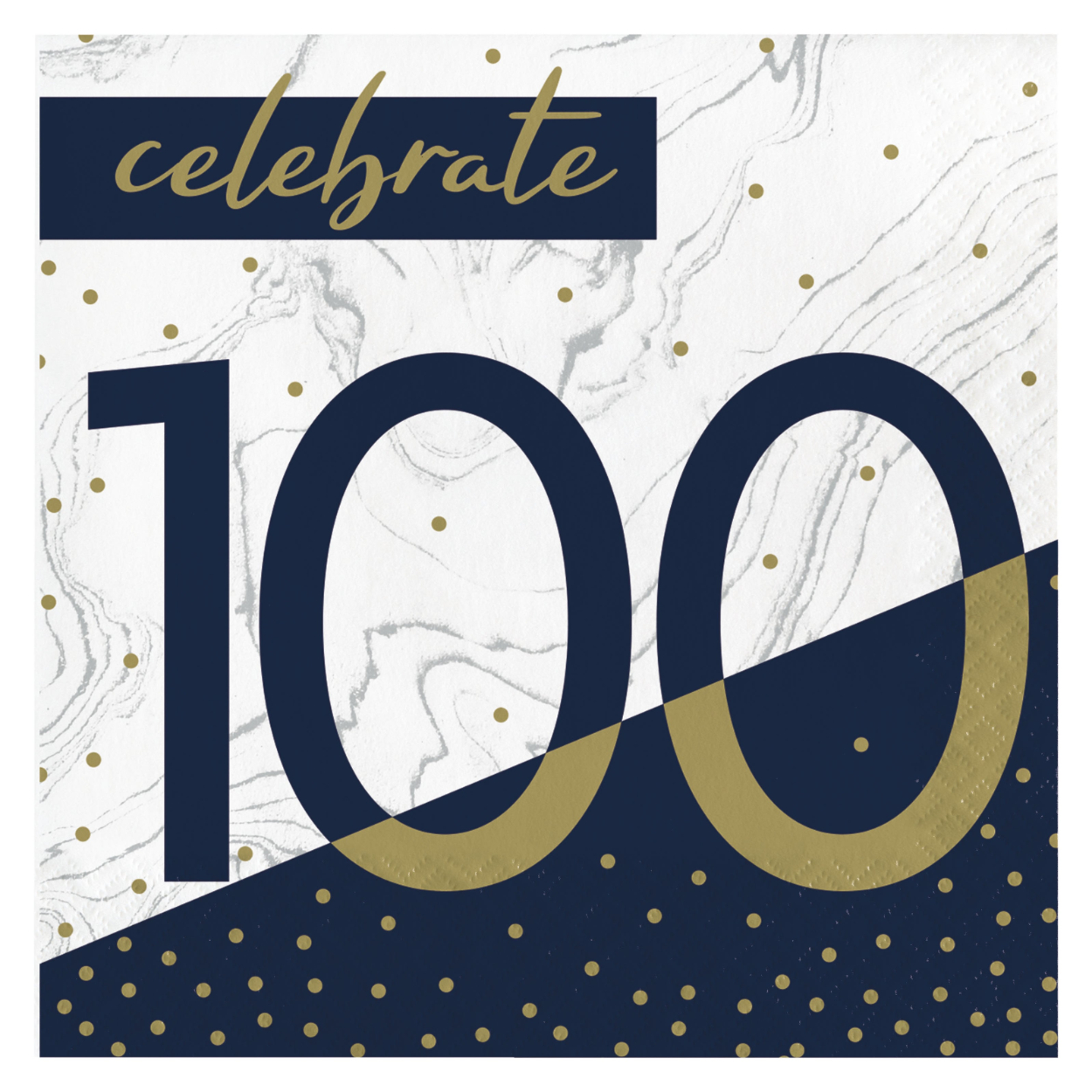 357617.jpg Navy & Gold Milestone 100th Lunch Napkins 16ct. - Image 1