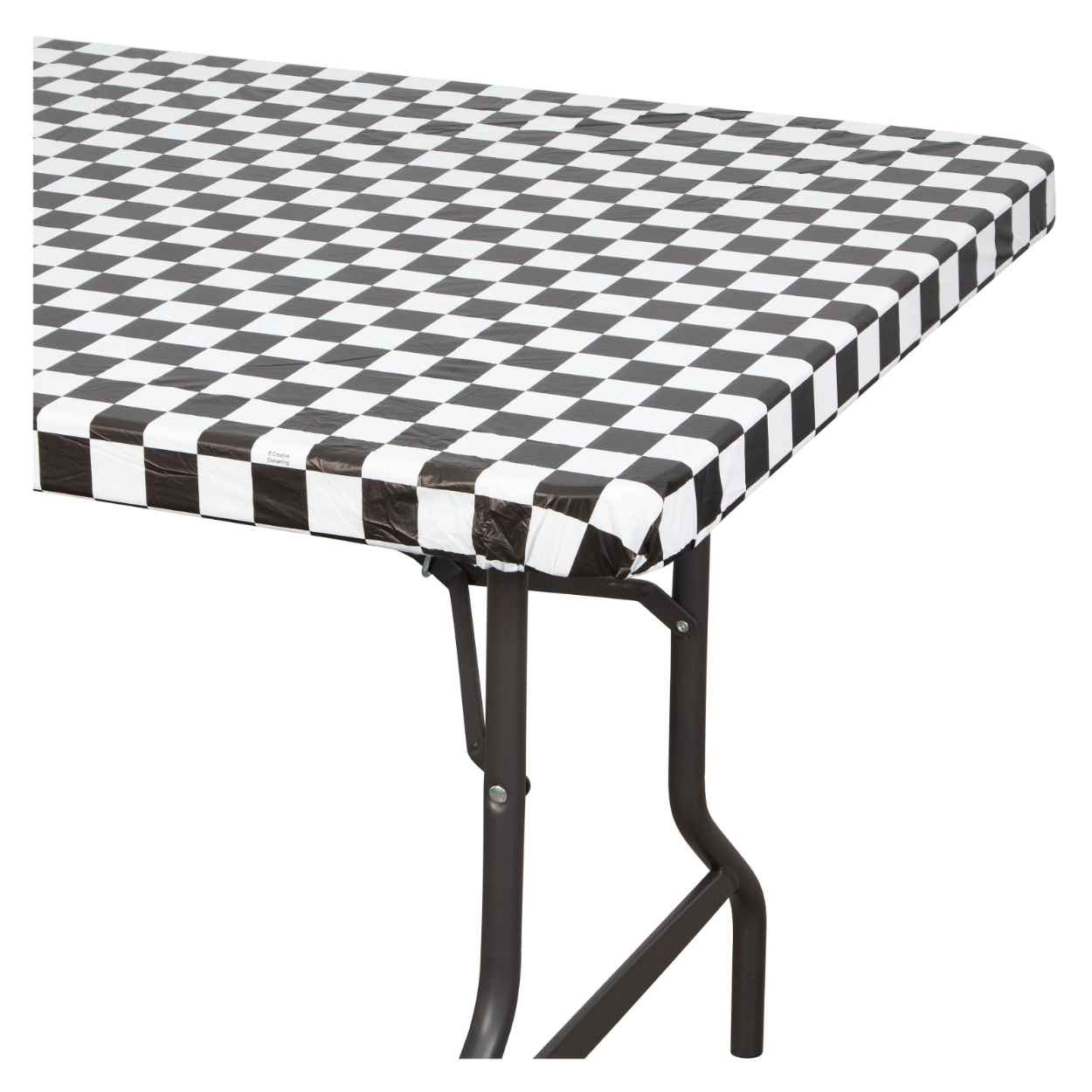 37497-1.jpg PLASTIC STAY PUT 1CT 29X72 BLACK CHECK TABLE COVER - Image 1
