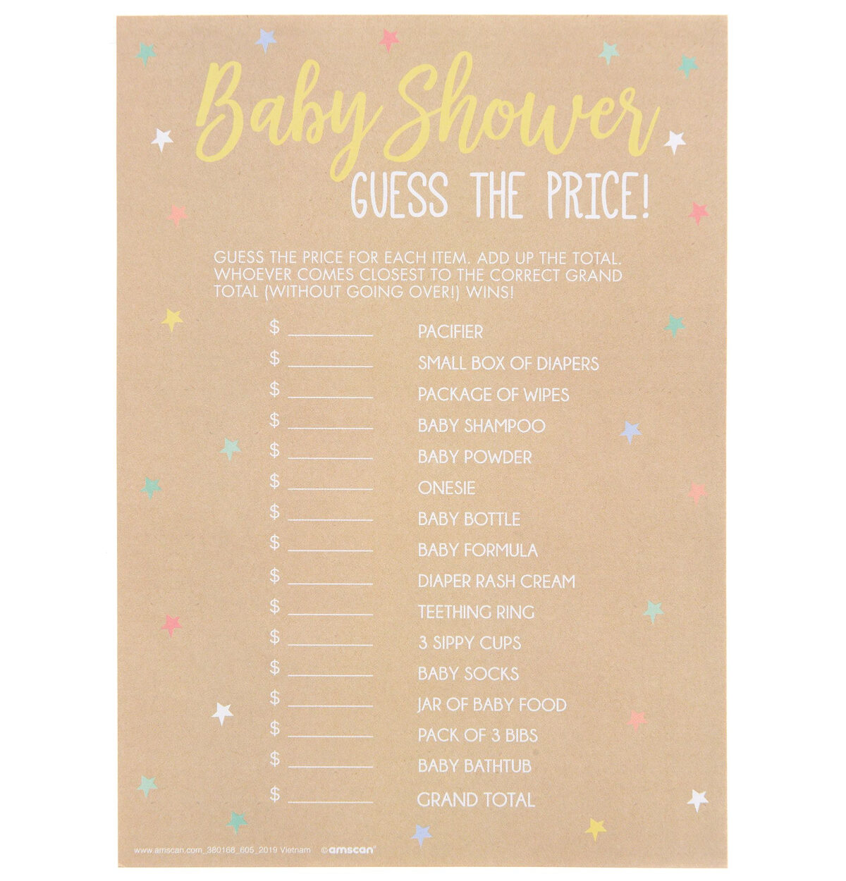Baby Shower Price Game