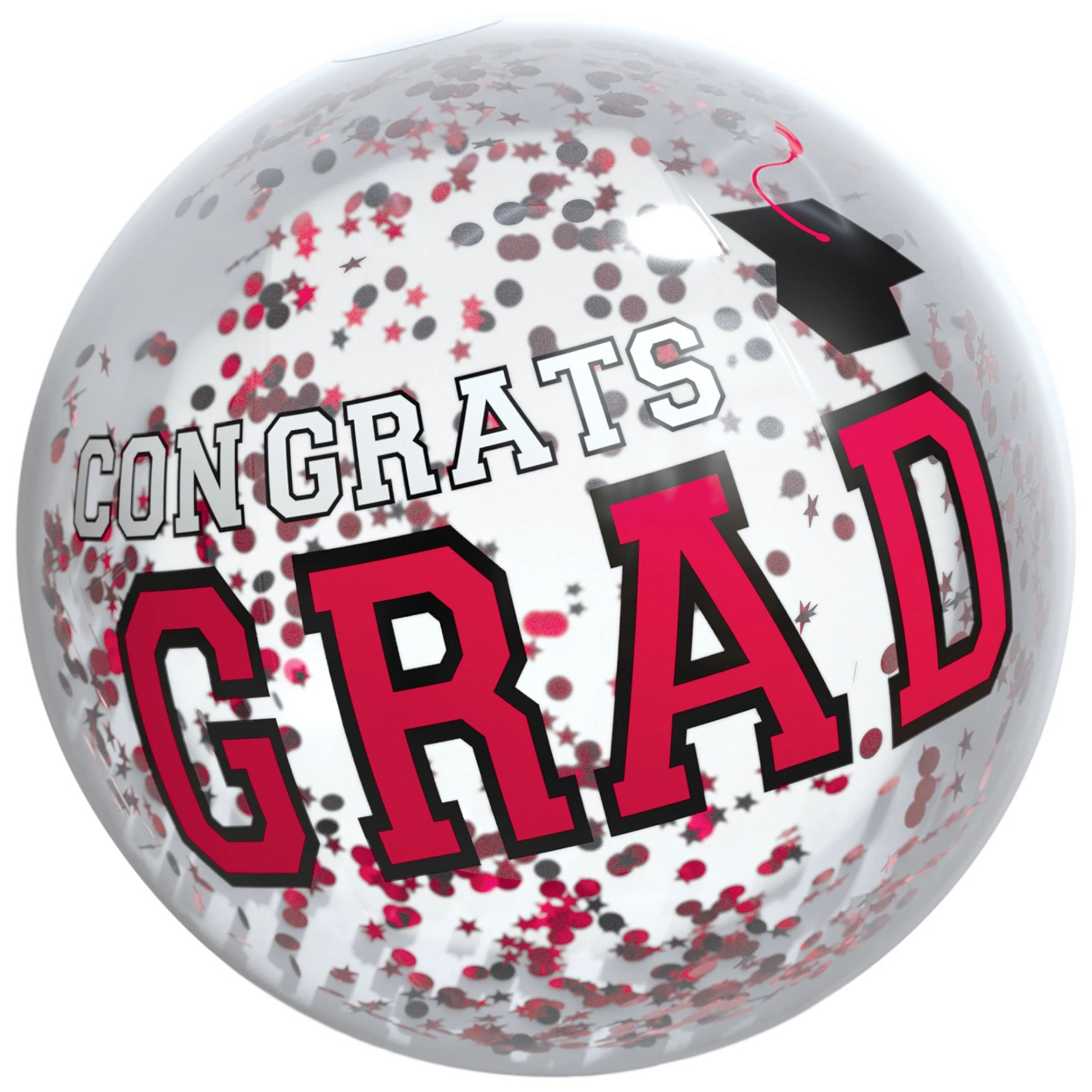 3903586_40.jpg Grad Beach Ball w/Confetti - Red - Image 1