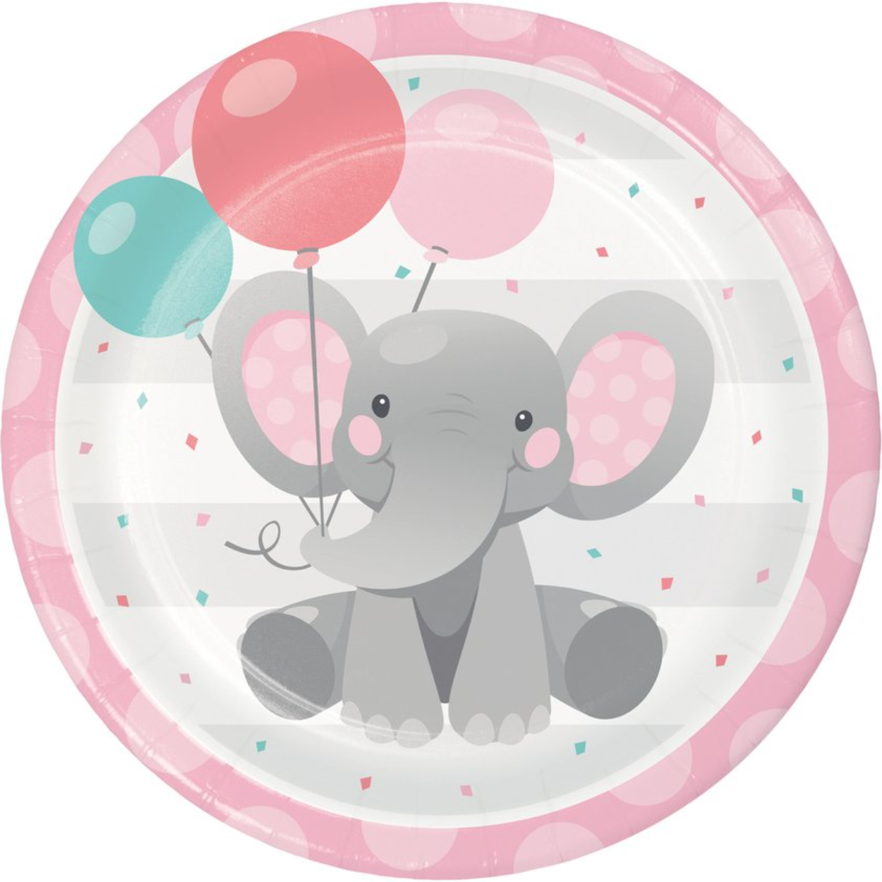 391647141560752-1.jpg Enchanting Elephant 9" Plates 8CT. - Girl - Image 1