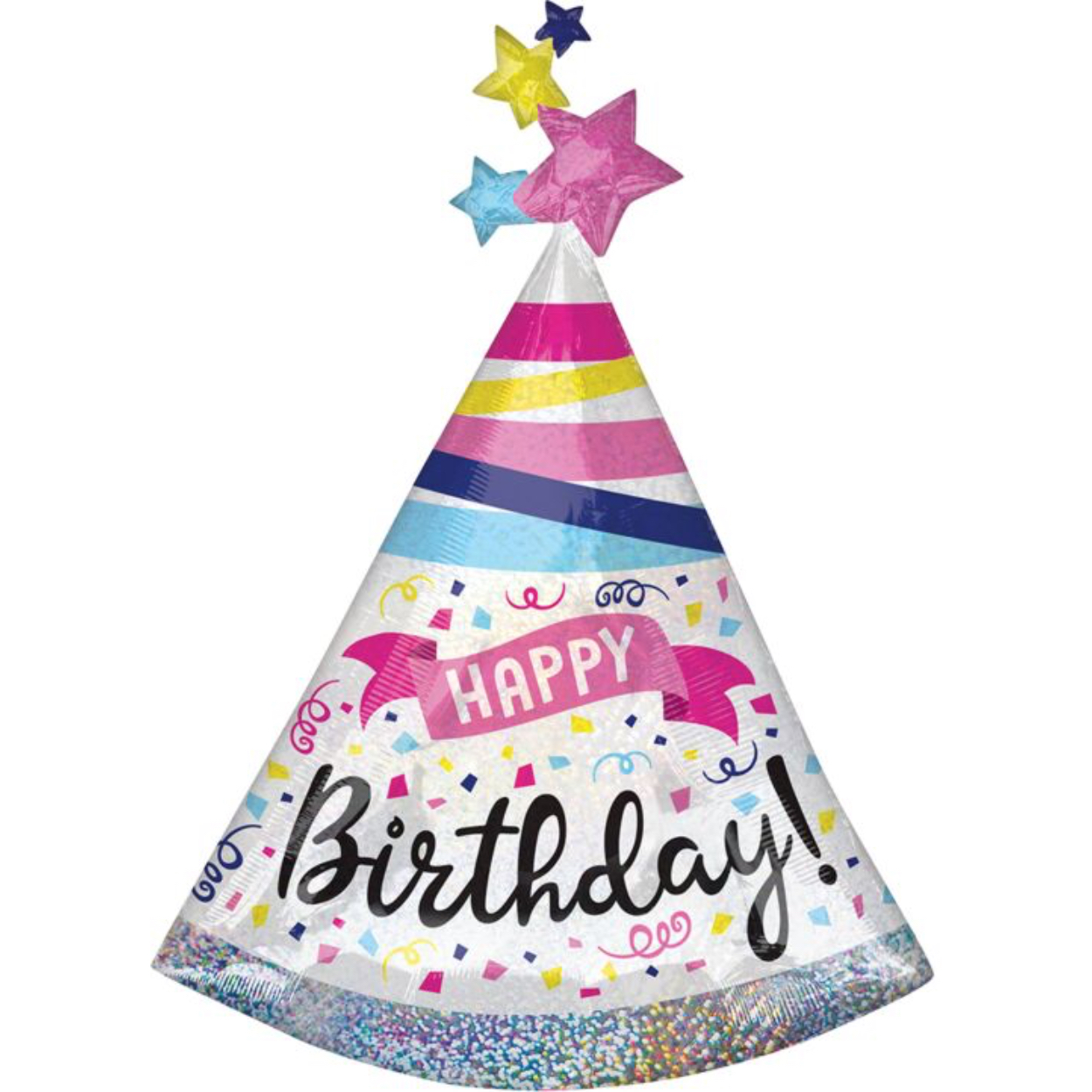 39956_1-2.jpg 36" Happy Birthday Sparkle Banner Balloon #134/PKG - Image 1