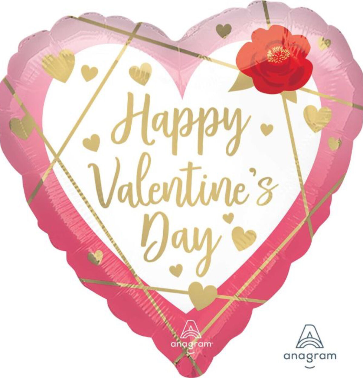 17" Happy Valentines Day Watercolor Faceted Heart Balloon