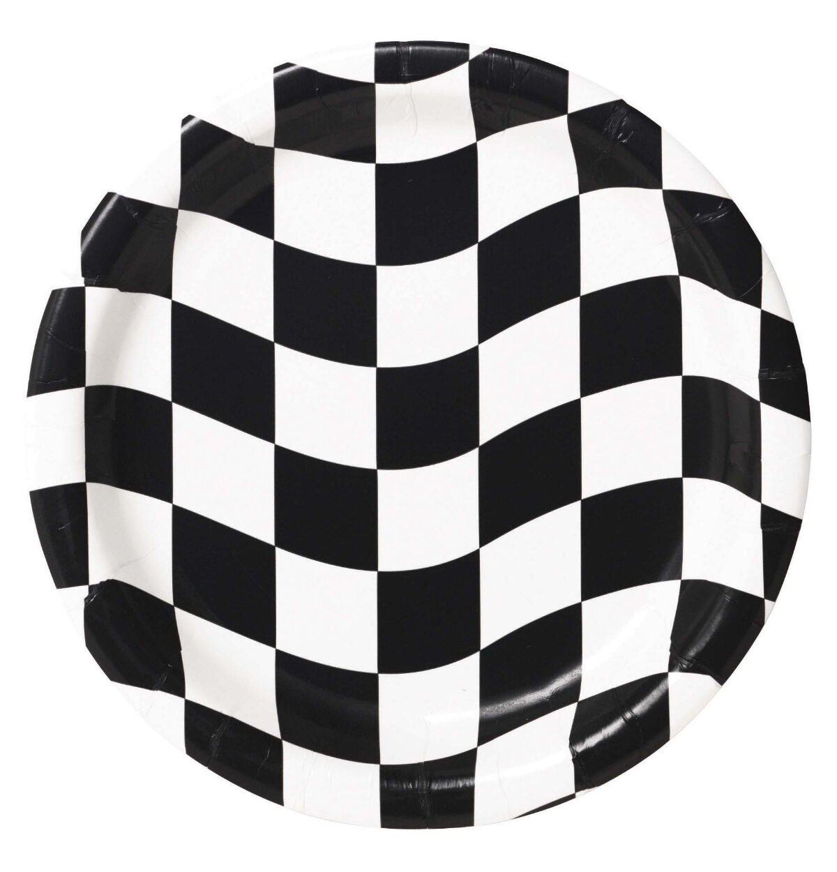 Black White Check 9in Plates 8ct.