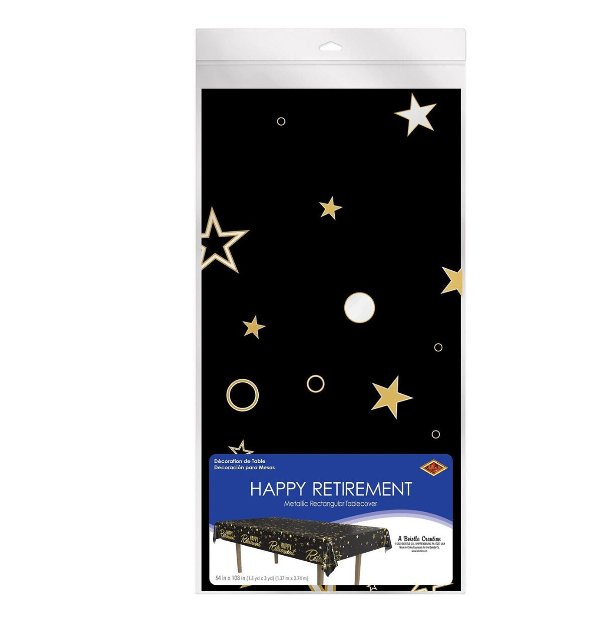 Metallic Happy Retirement Table cover