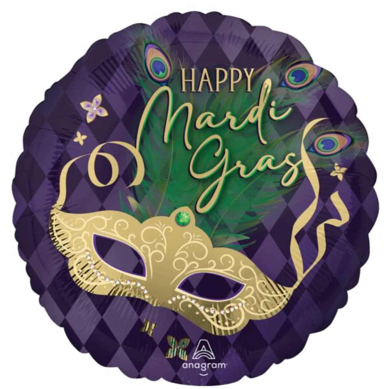 46404-2.jpg 17" Happy Mardi Gras Mask Balloon - Image 1