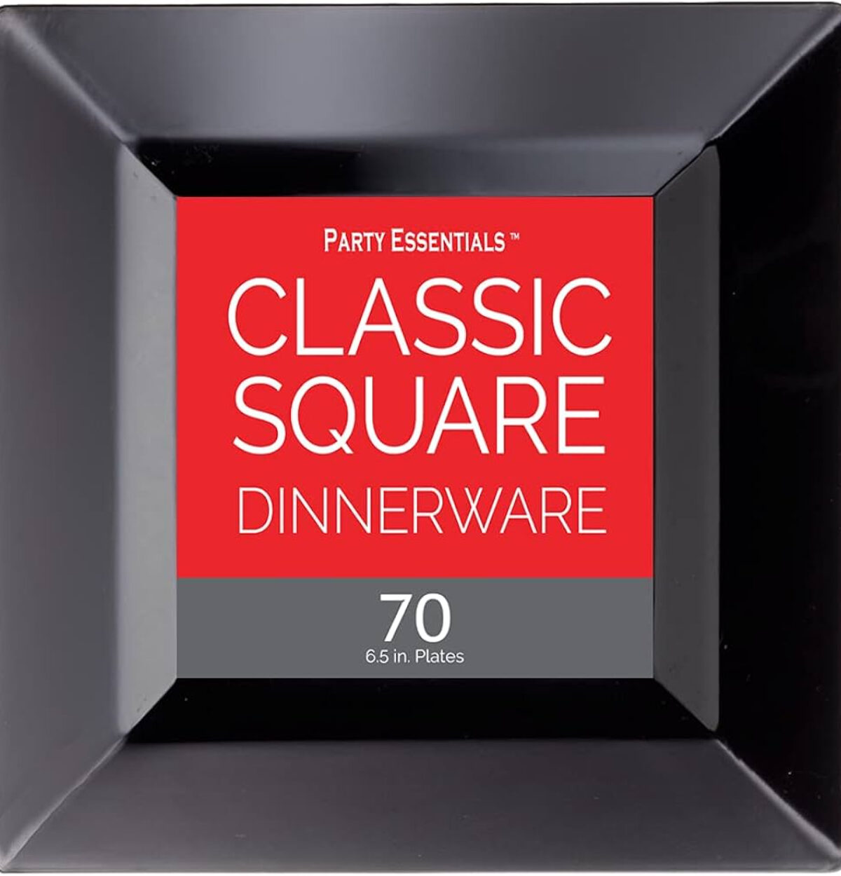 6.5 CLASSIC SQUARE PLATES BLACK 70CT.
