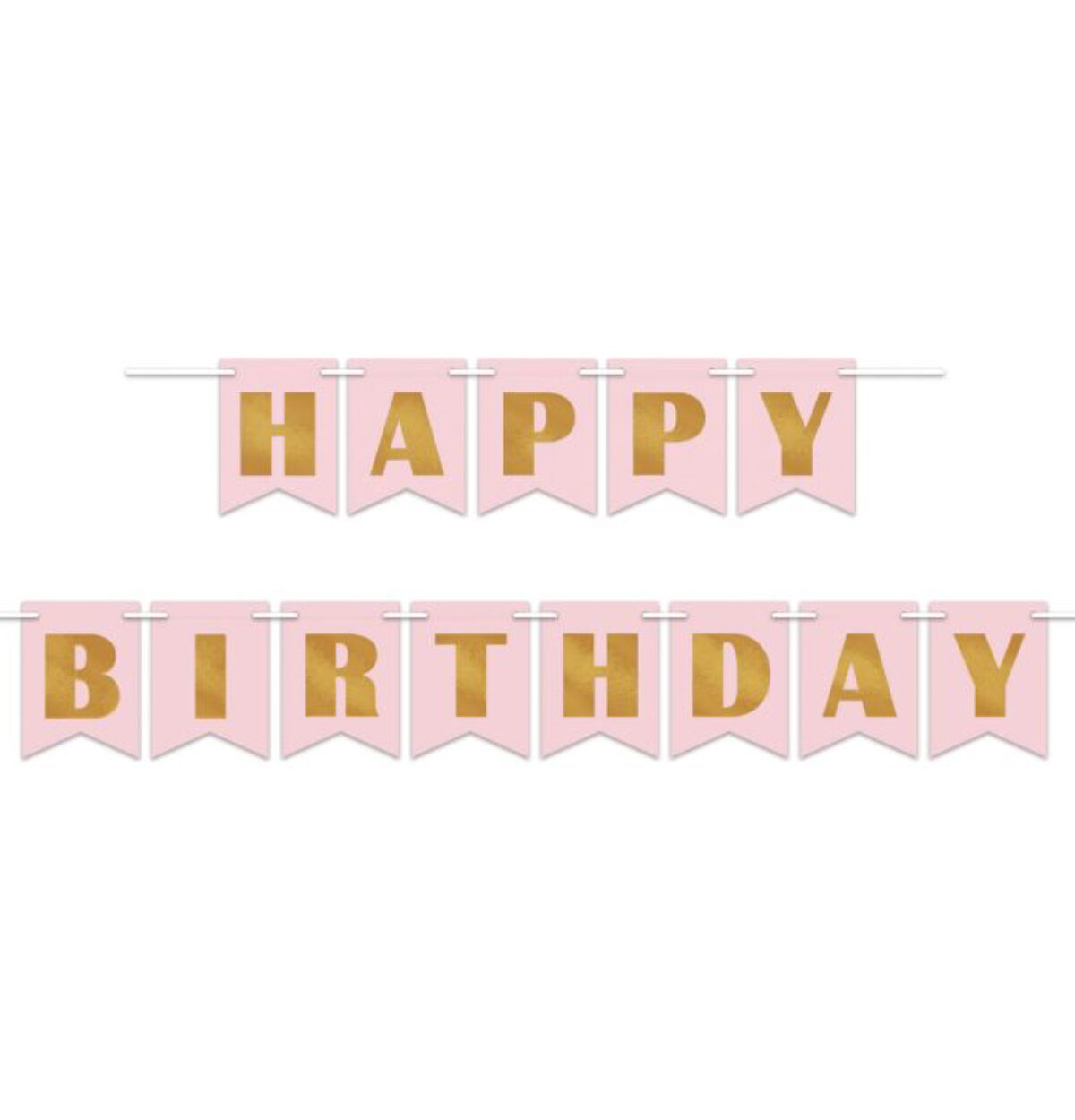 Foil Happy Birthday Streamer - PINK AND GOLD