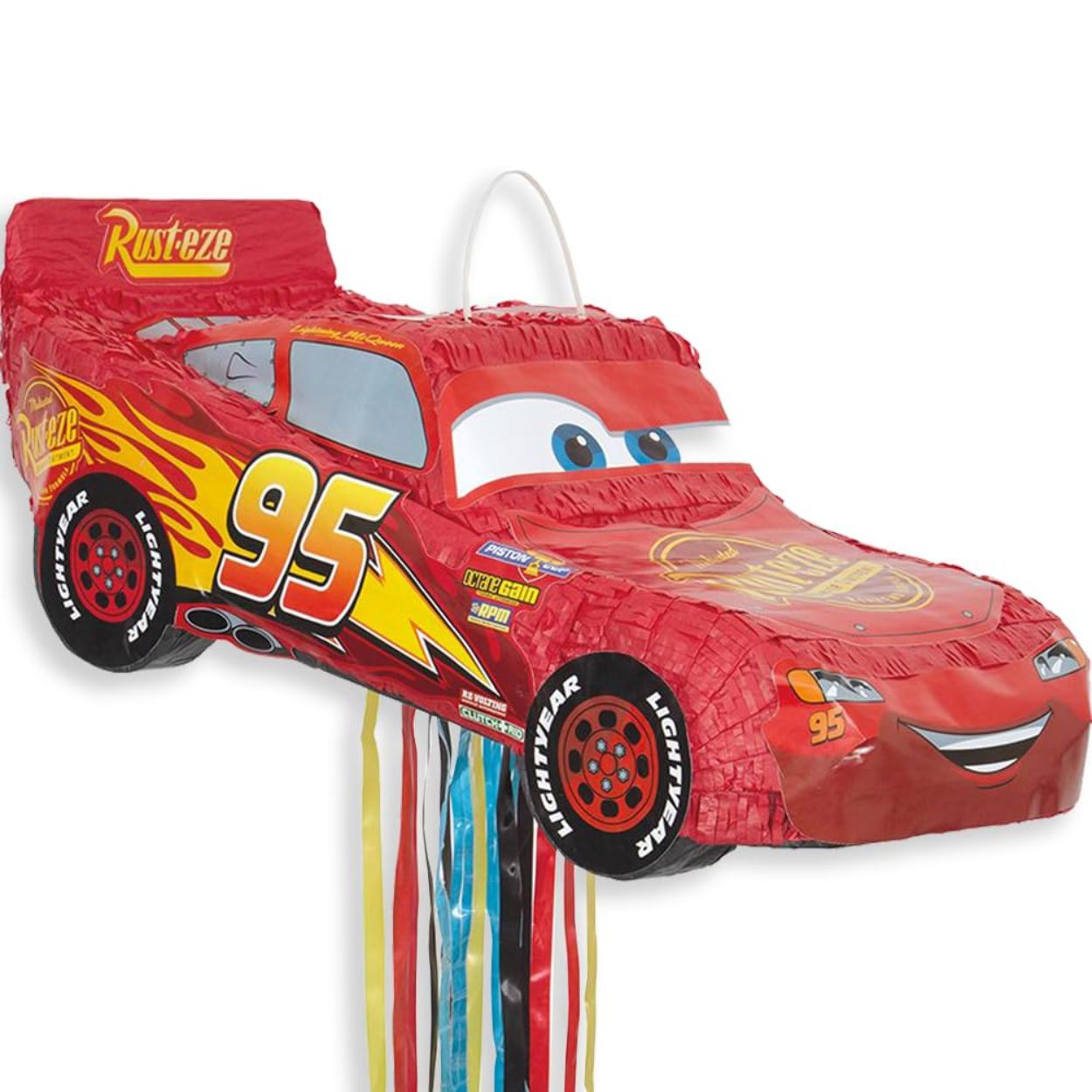 61My4bvAeEL-1.jpg Disney Cars 3 Movie 3D Pull Pinata - Image 1