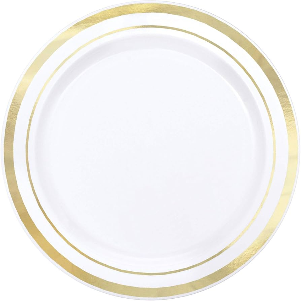 61VnD2etd5L-_AC_UF894-1000_QL80_.jpg 9" WHITE PLATE W/ GOLD HOT STAMP - 8CT. - Image 1