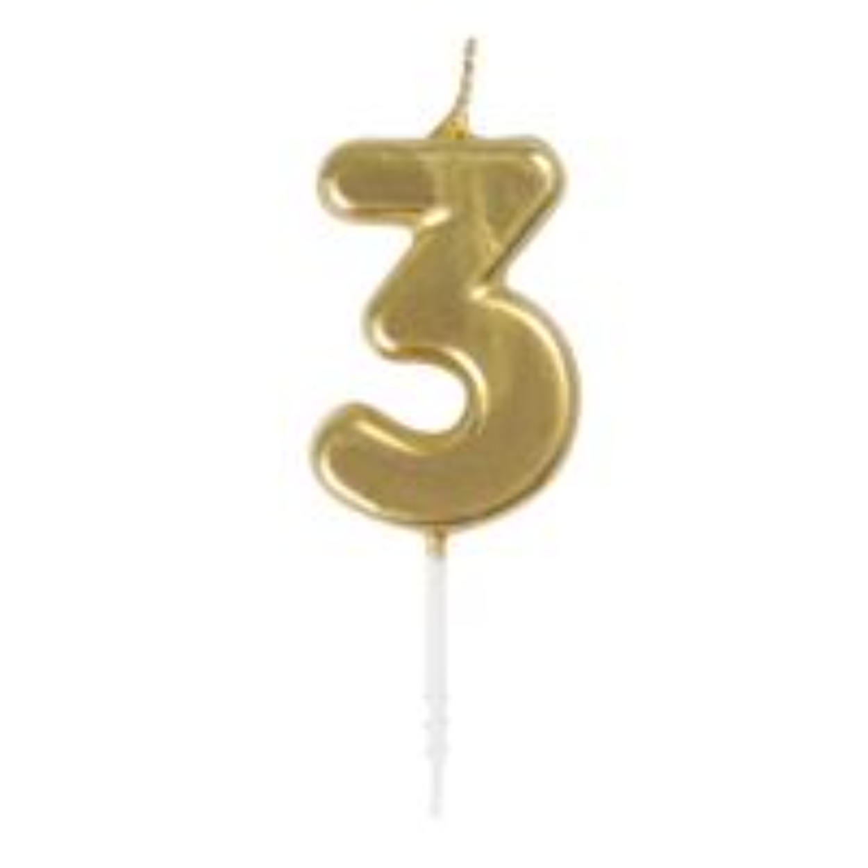 65919890_322_200x200.jpg Mini Metallic Gold Number 3 Pick Birthday Candle - Image 1
