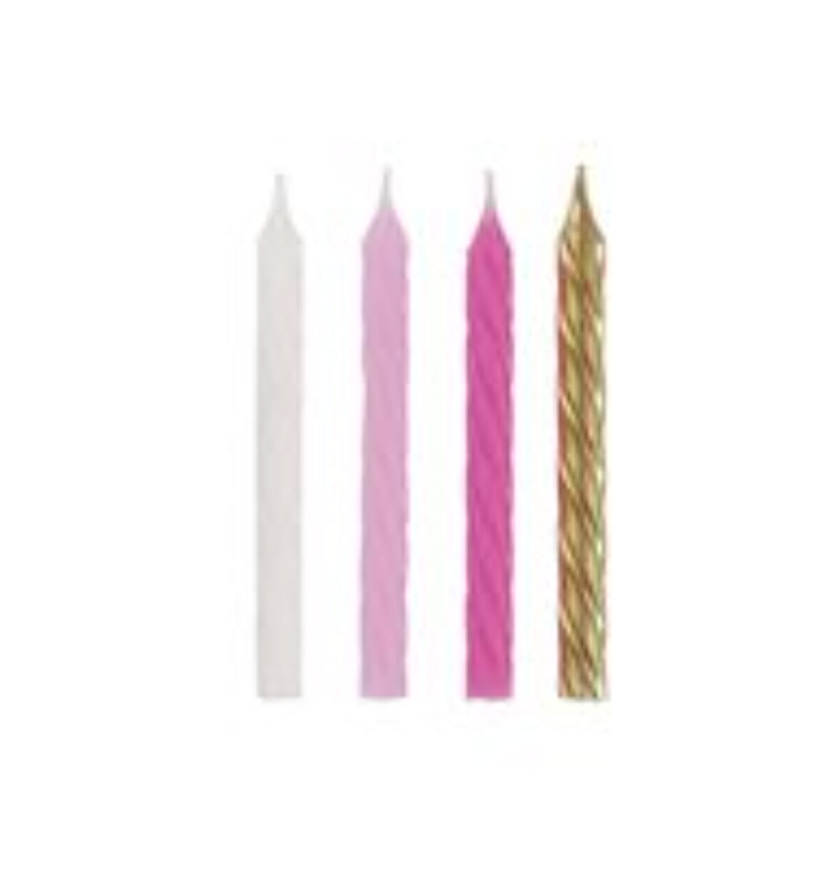 Pink White & Gold Spiral Birthday Candles 24ct.