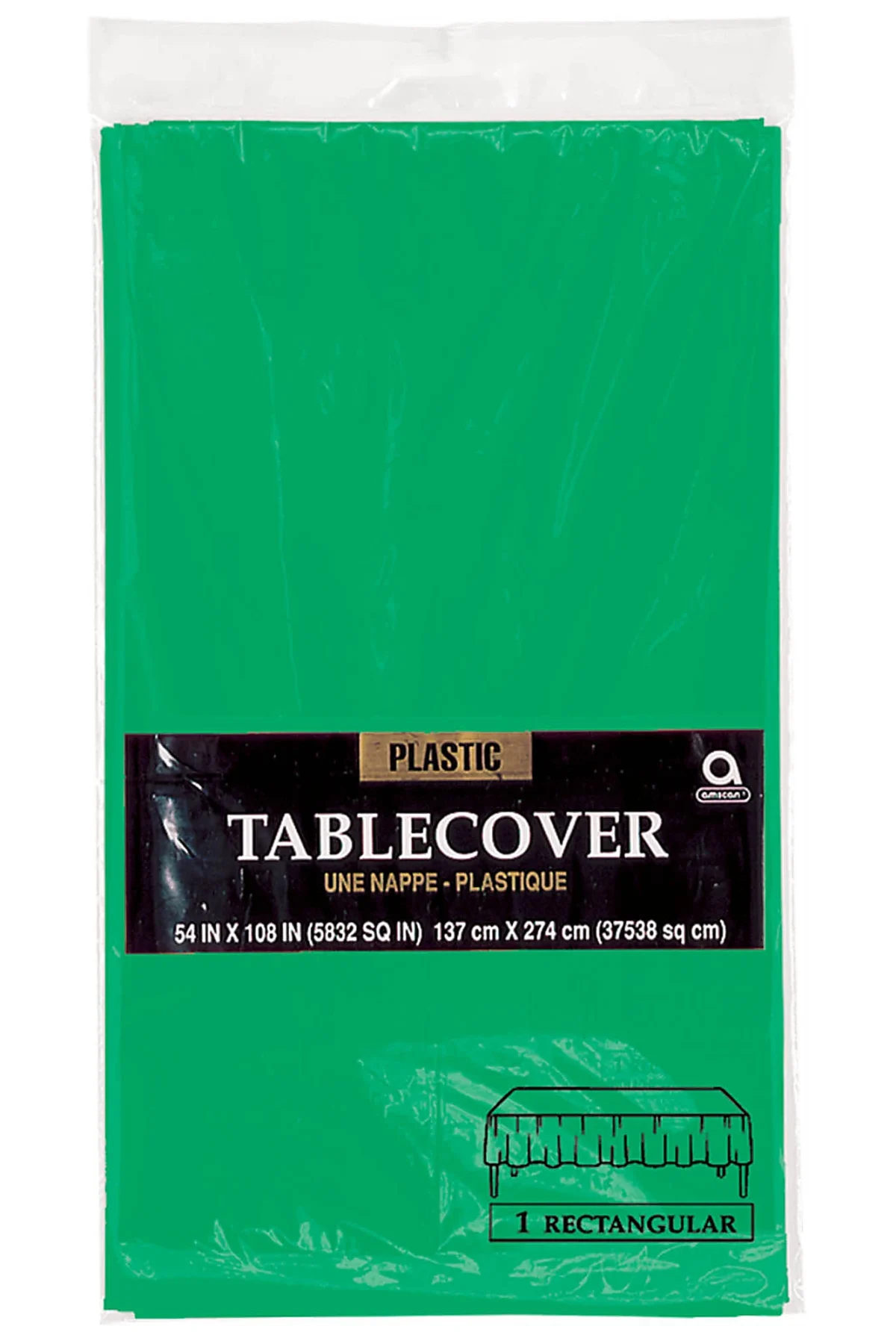 54" x 108" Plastic Table Cover - Festive Green