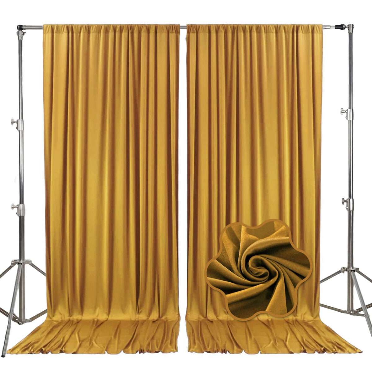 Gold Satin Backdrop Curtain - 10 x 10 ft