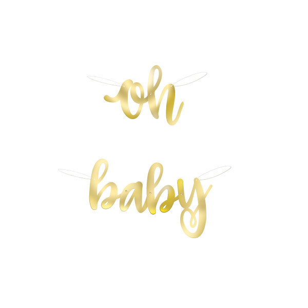 73408_1__60481.jpg Oh Baby Gold Foil Script Banner 2.8 ft. - Image 1