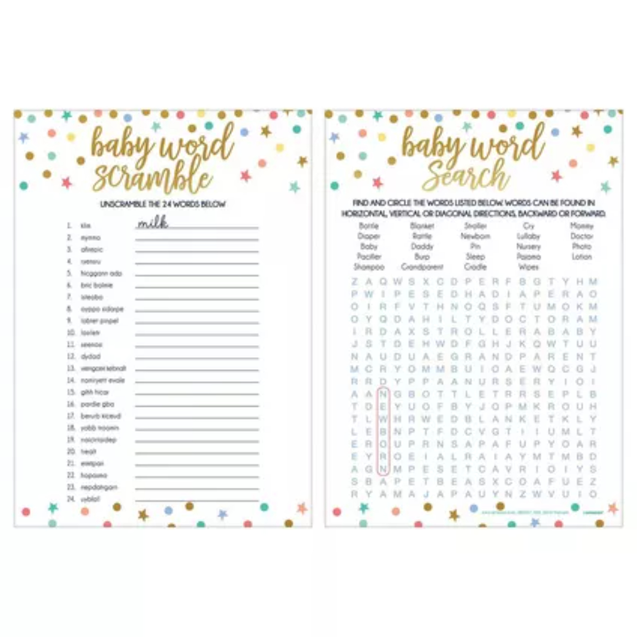 881814.jpg Baby Shower 2-in-1 Word Game - Image 1