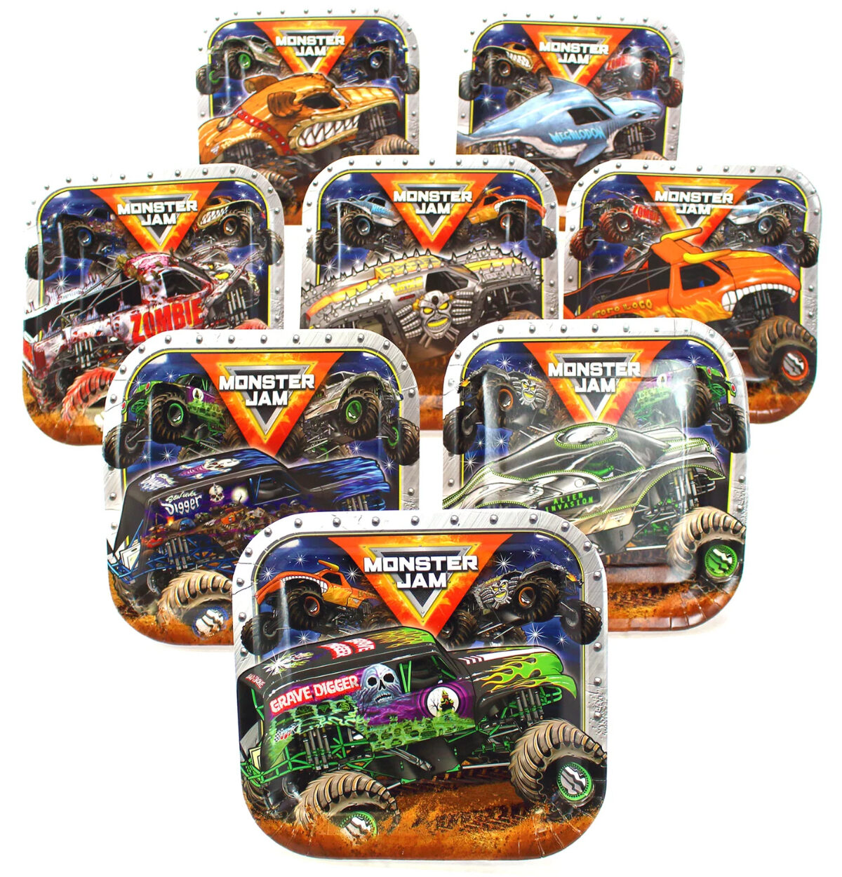 Monster Jam 9" Dinner Plates (Pack of 8)