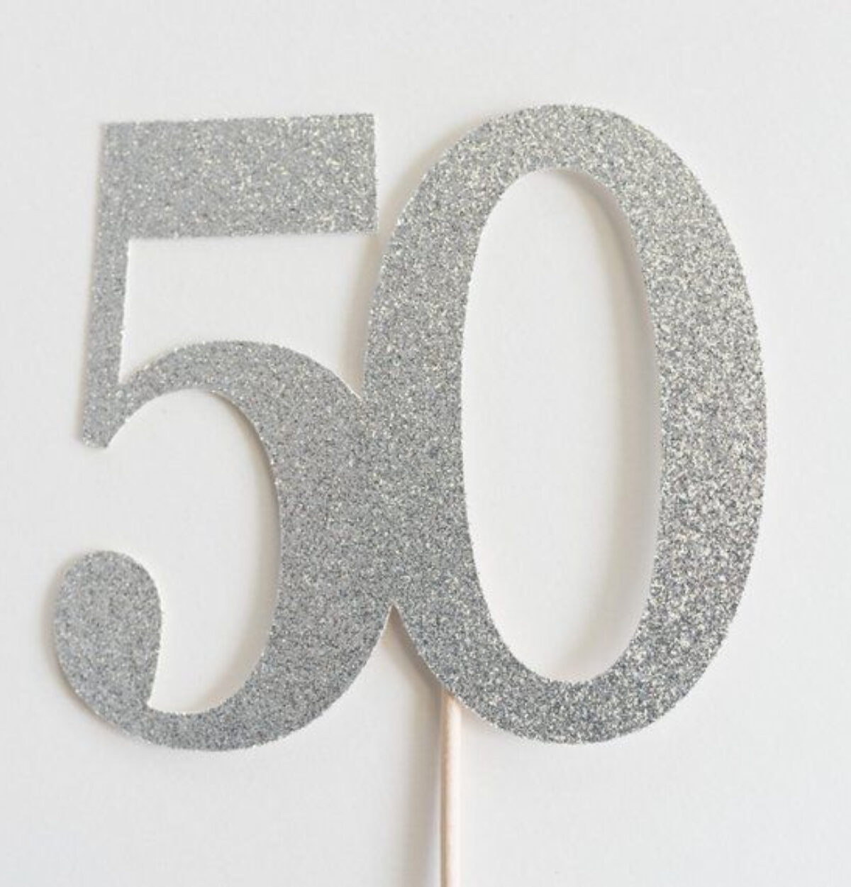 Silver 50 Cake Topper
