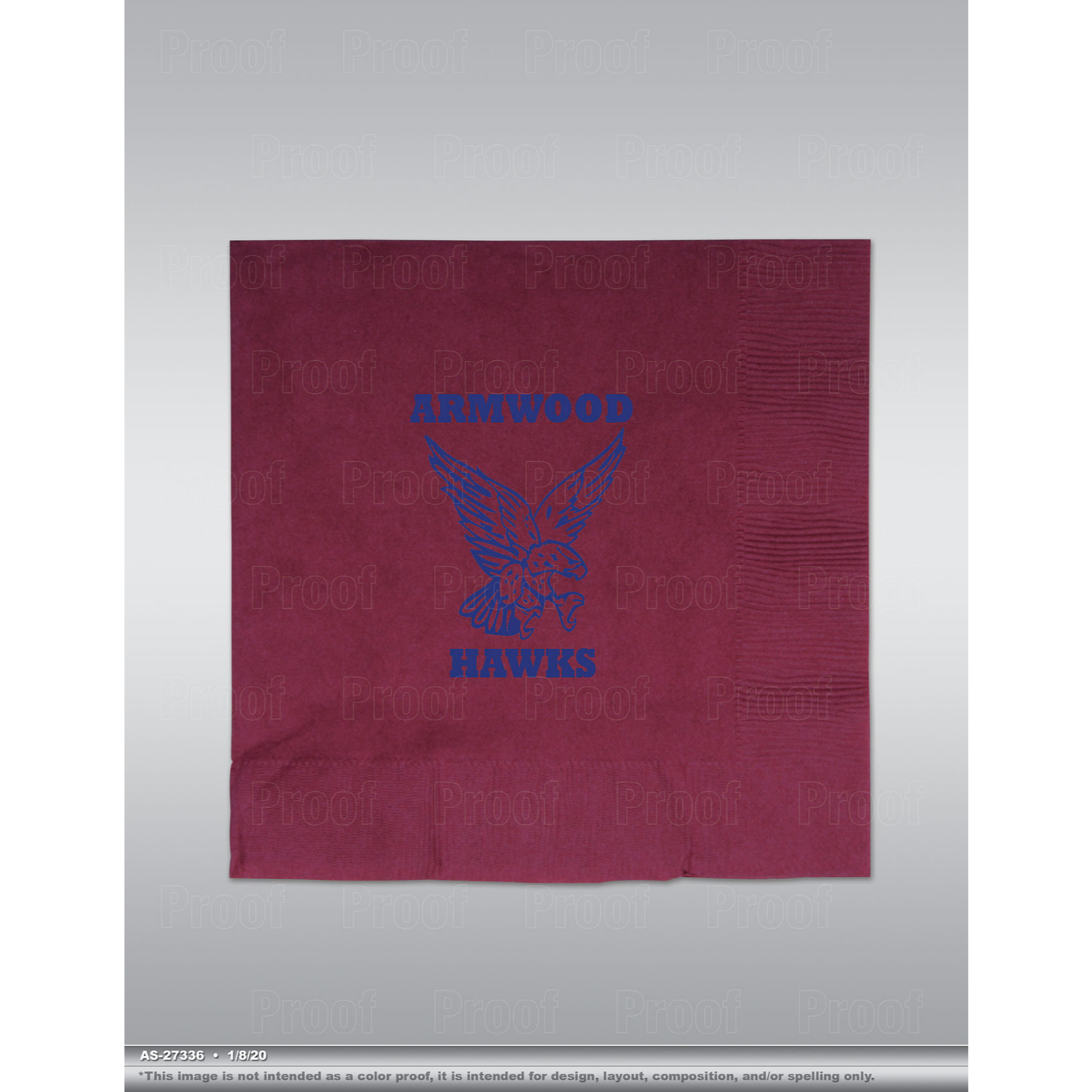 AS-27336-Armwood-Hawks-Napkin.jpg Armwood High School Custom Printed Napkins 16ct. - Image 1