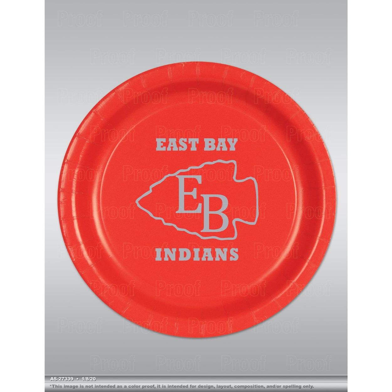 AS-27339-East-Bay-Indians-Plate-2.jpg East Bay High School Custom Printed Plates 8ct. - Image 1