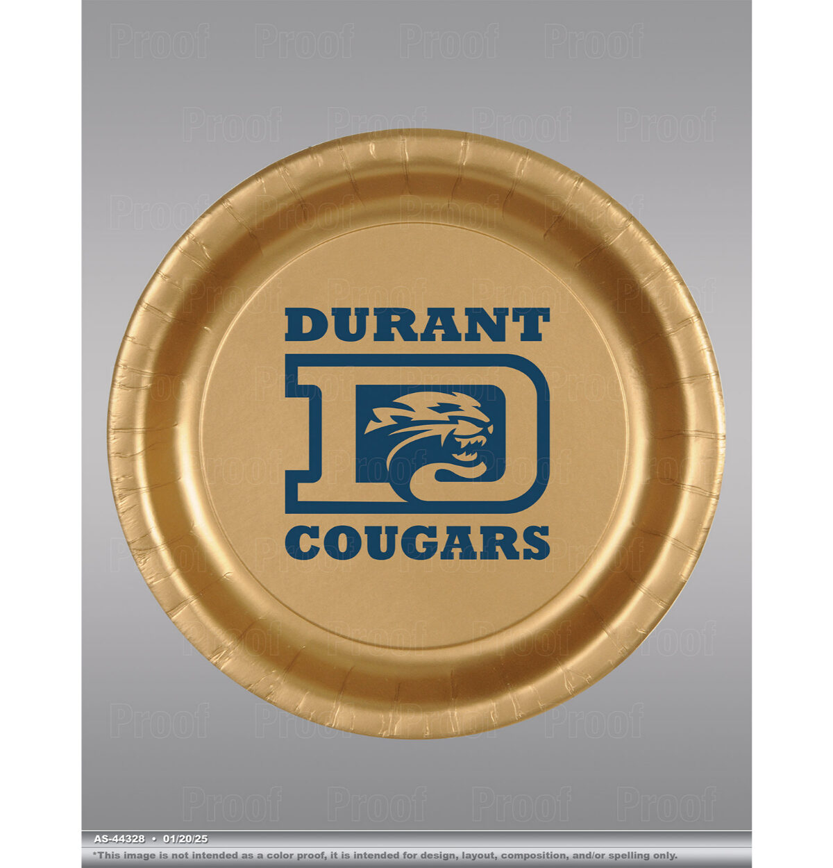 Durant High School Custom Printed Plates 8ct.