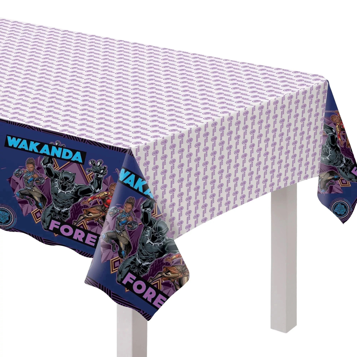 BLACK-PANTHER-Wakanda-Forever-PLASTIC-TABLECOVER-1ct-Happy-Birthday-Party_d273b40f-57f5-4df6-ba53-3c-1.jpg Black Panther Wakanda Forever Plastic Table Cover - Image 1