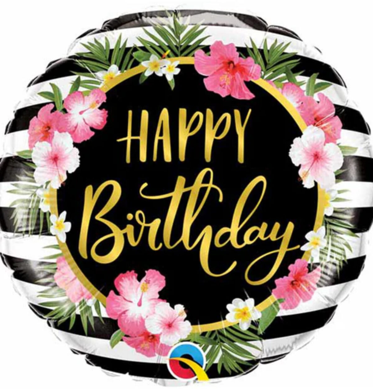 18" Hibiscus Stripes Birthday Balloon #305